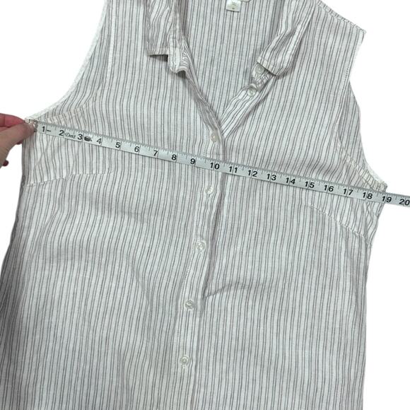 Women's Garnet Hill Striped Sleeveless Button-Front Linen Shirt Dress - Size 8 - Picture 5 of 5
